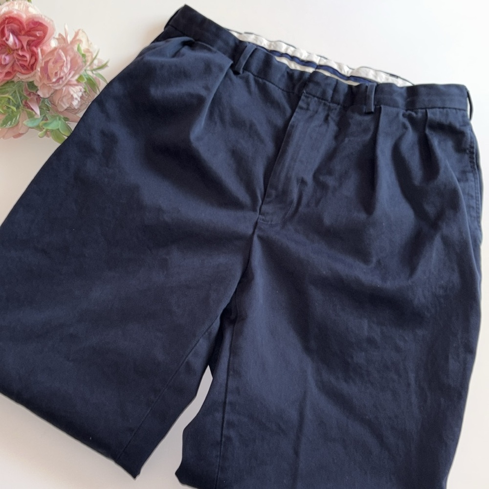 Polo Ralph Lauren 36R Pleated Dress Pant Ralph Lauren 36 Navy Cotton pants